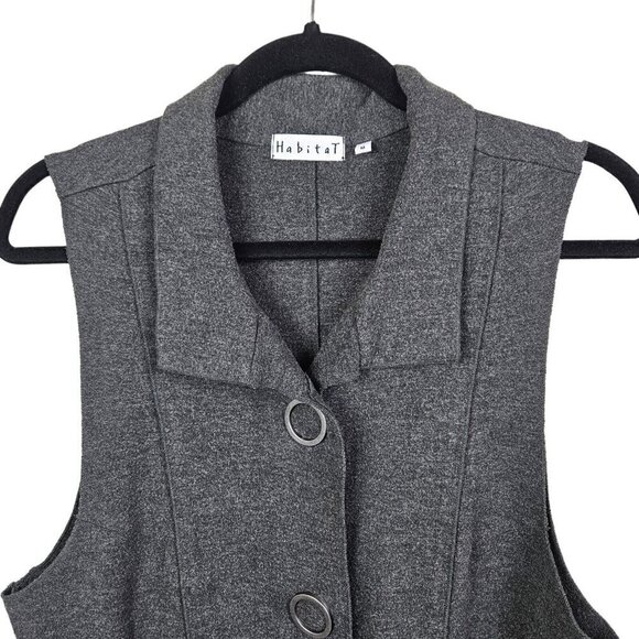 Habitat Sweaters - Habitat Rayon Sleeveless Charcoal Gray Snap Button Vest Size Medium Pockets